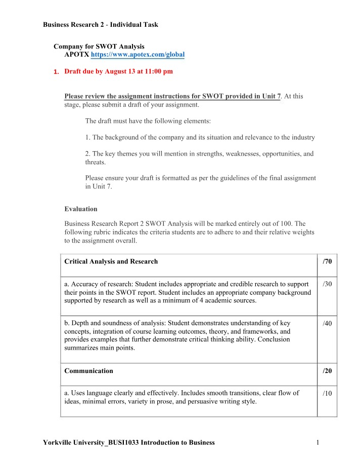 SWOT Analysis Research Guidelines