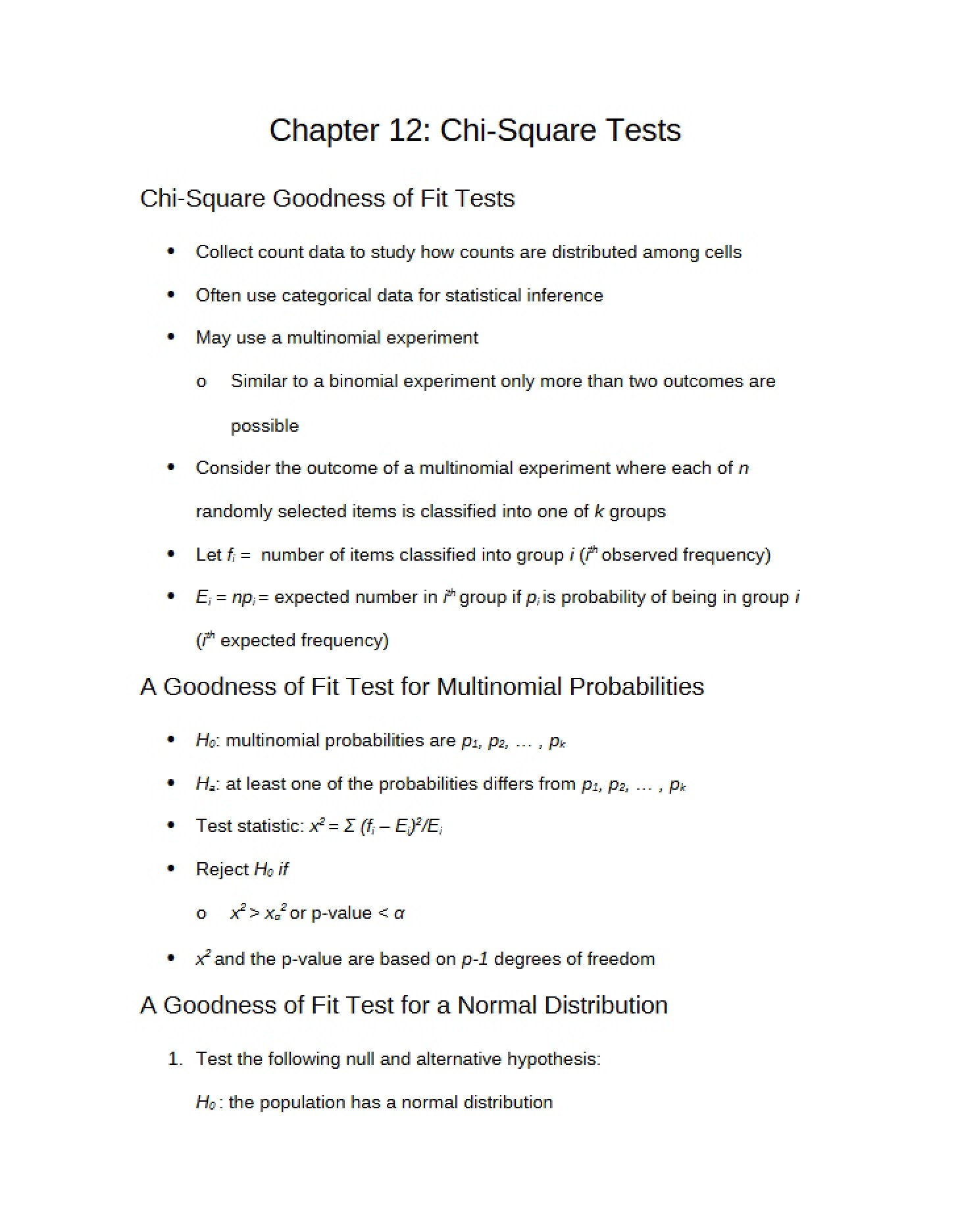 Chi-Square Tests (Chapter 12)
