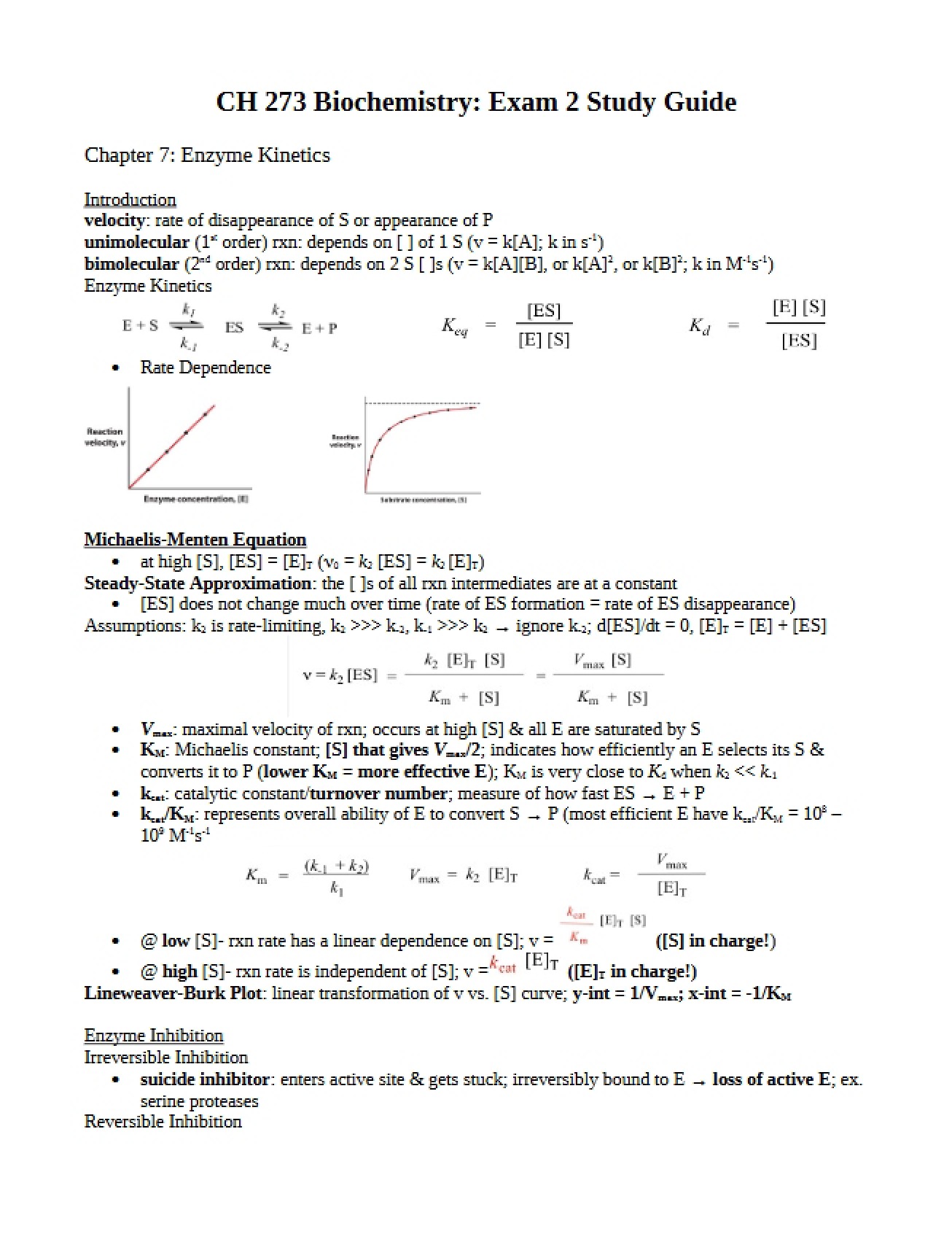 Seventh Chapter on Enzyme Kinetics