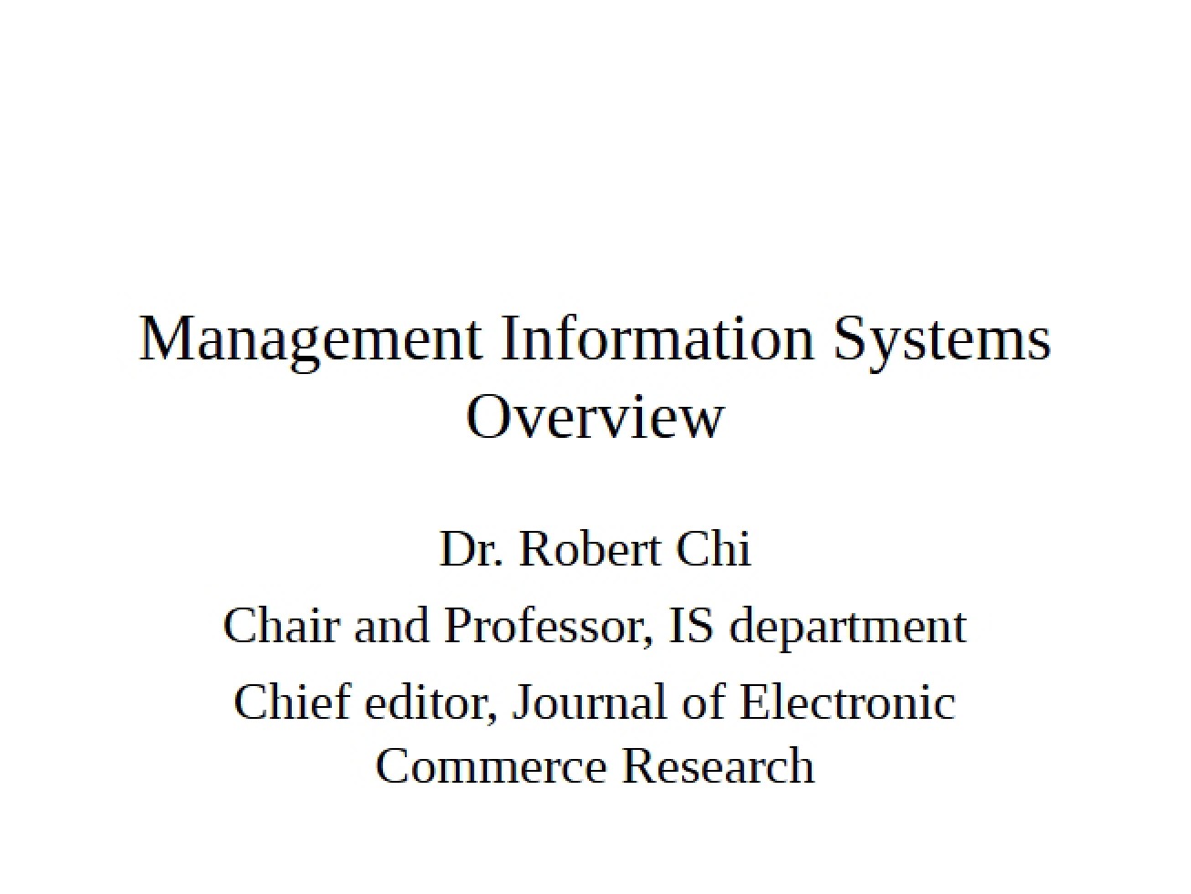 IS 602 Course Overview