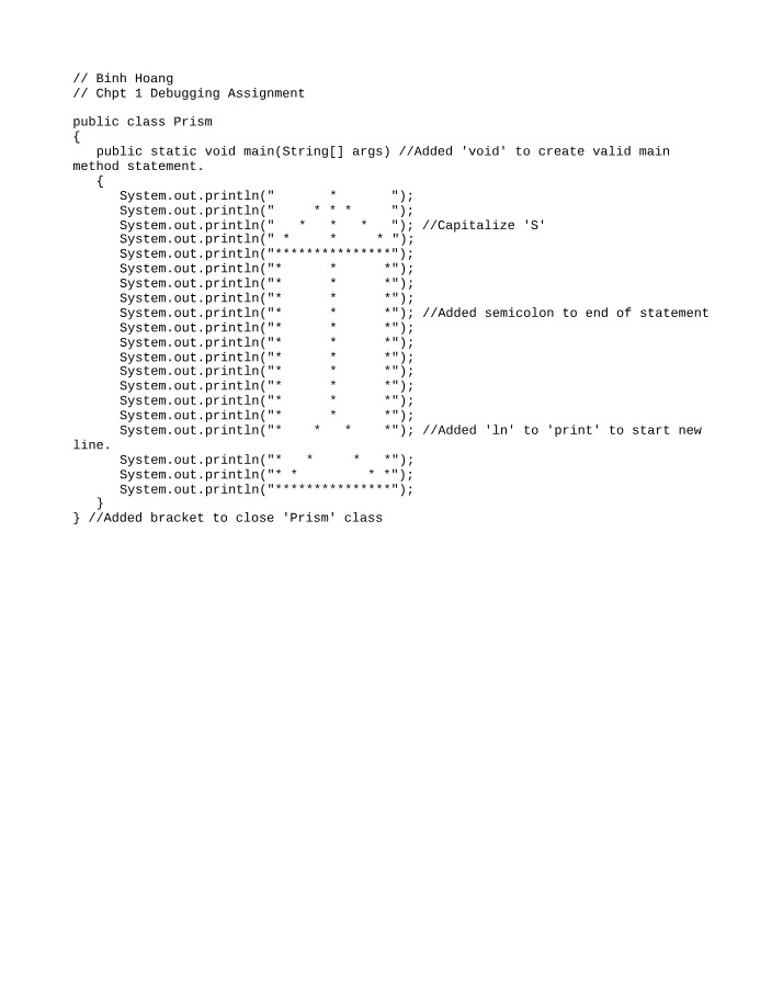 Creating a Prism Shape in Java - Debugging