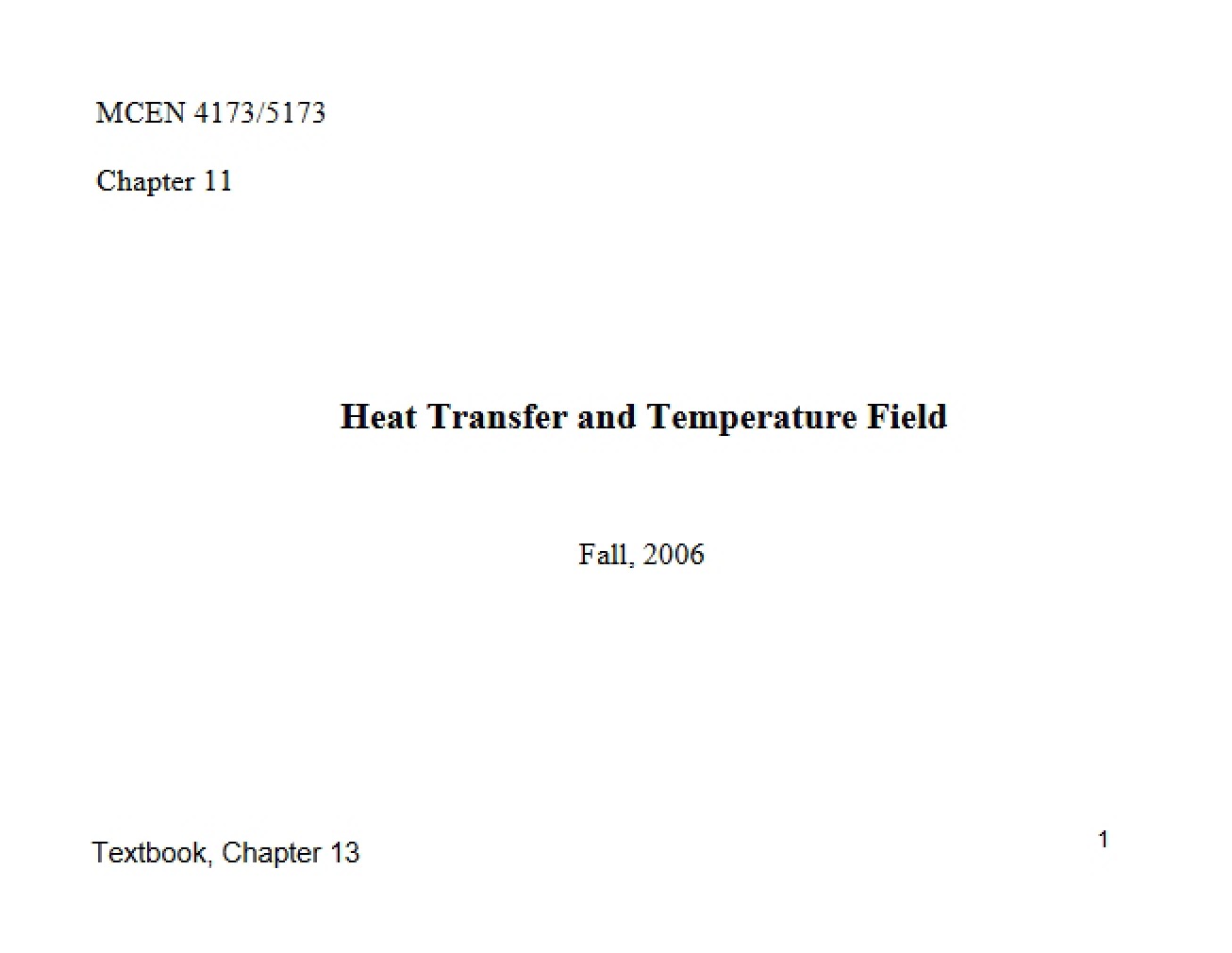 Temperature Field and Heat Transfer