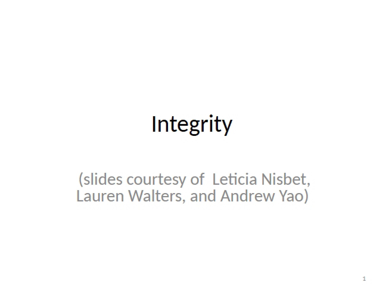 Concepts of Integrity