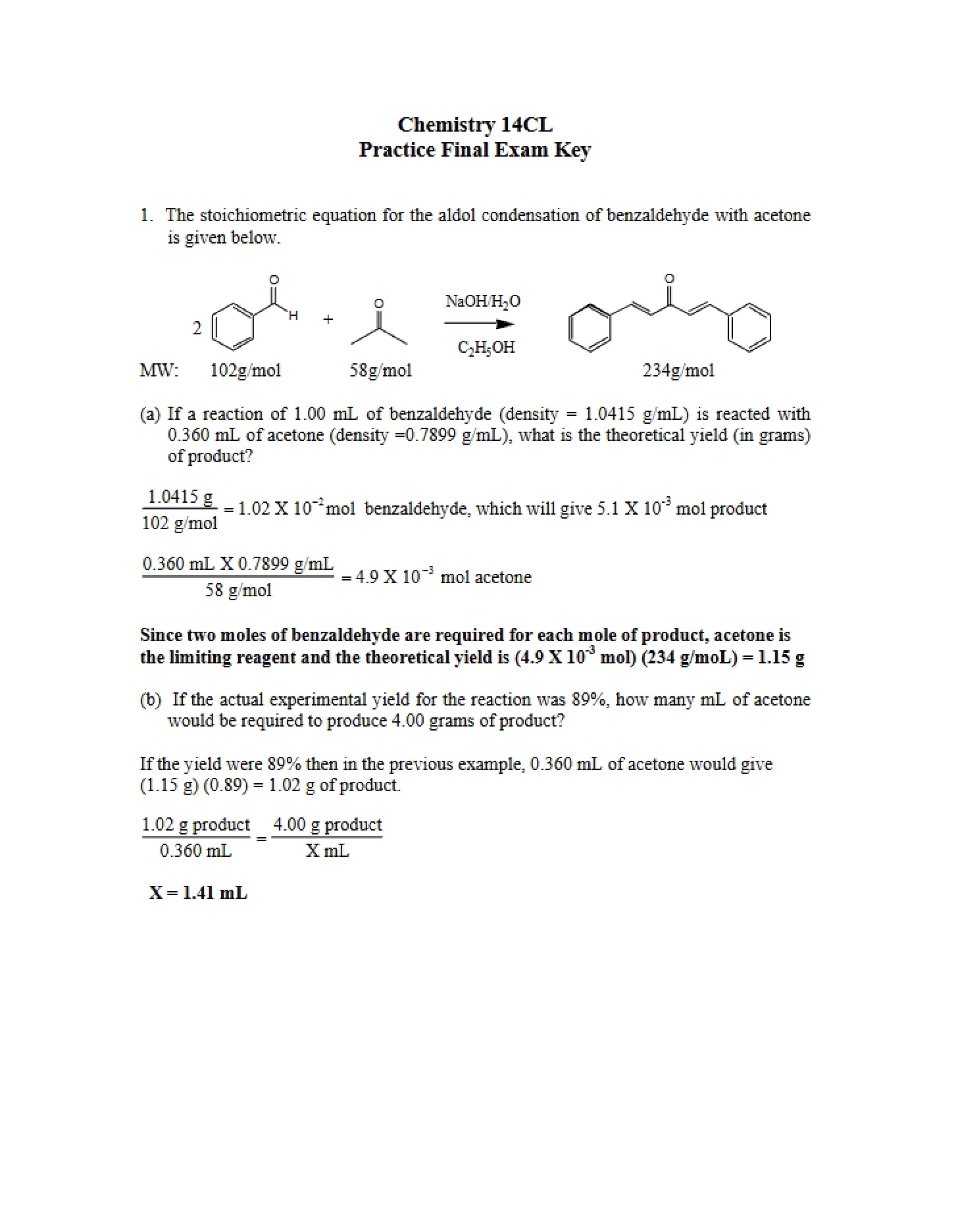 Key to Practice Final Exam