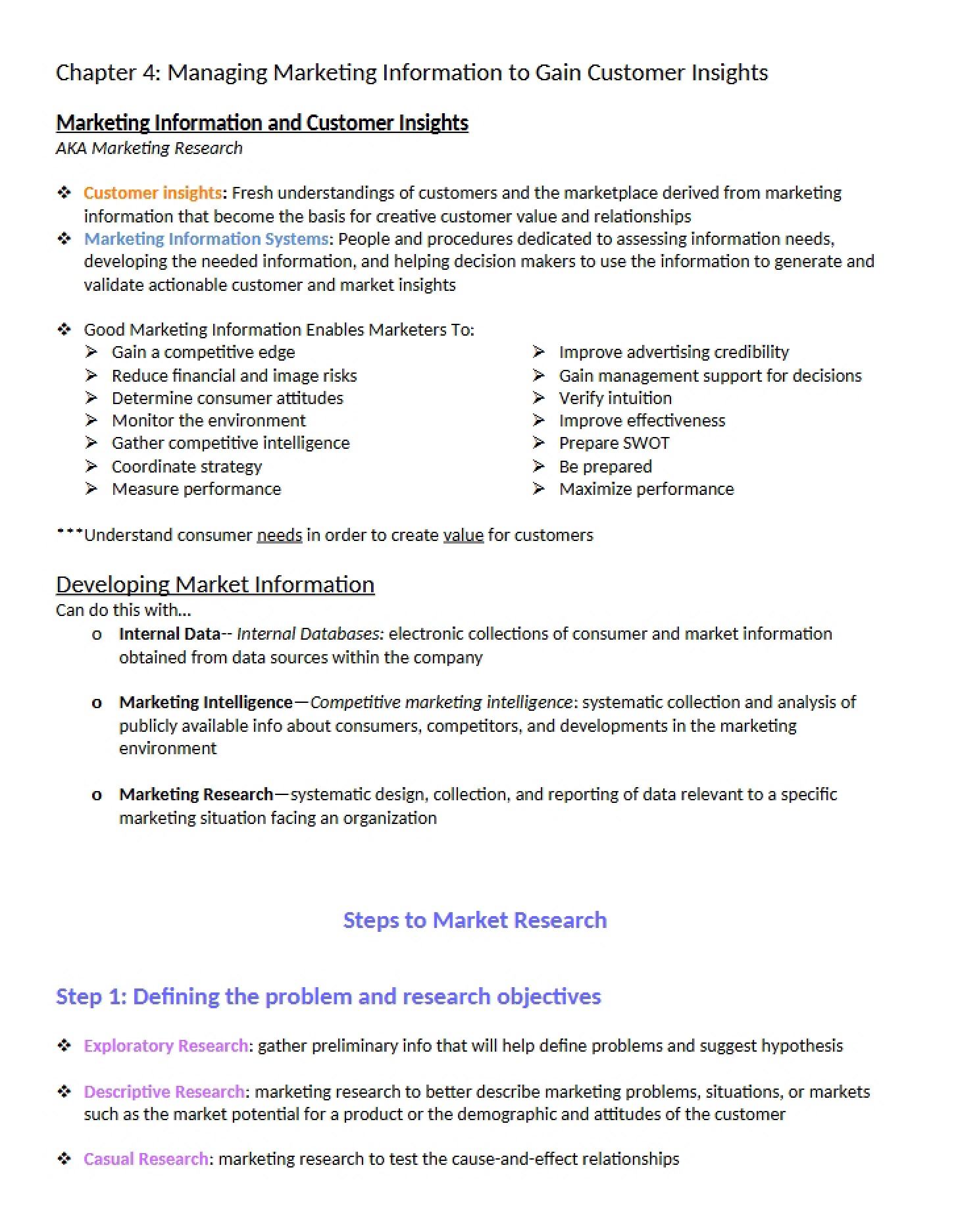 Management of Marketing Info (Ch 4)