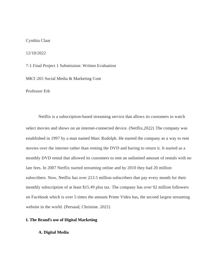 Written Evaluation - Final Project 1