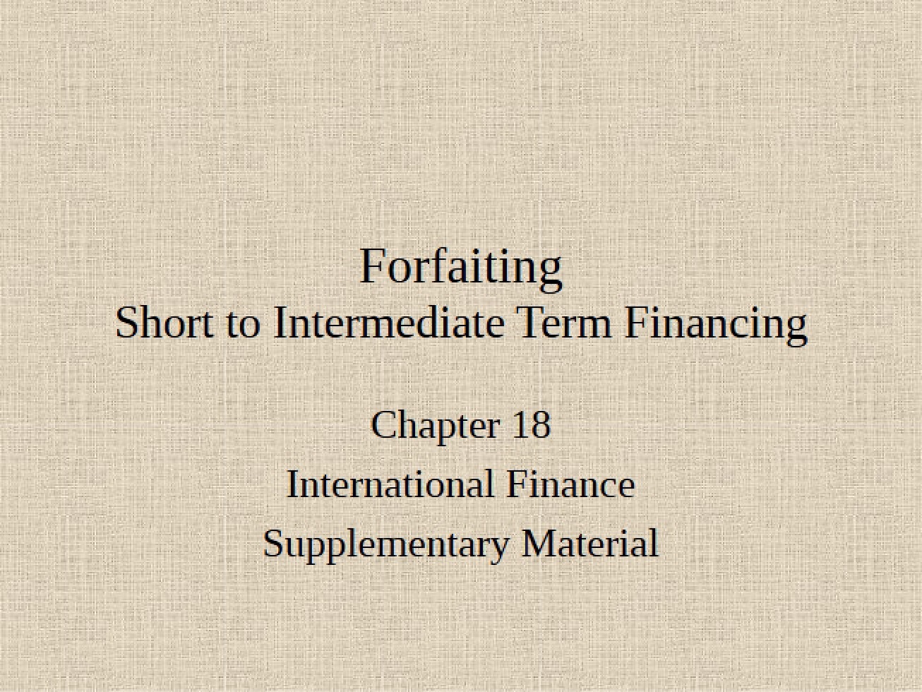 Forfaiting Concepts