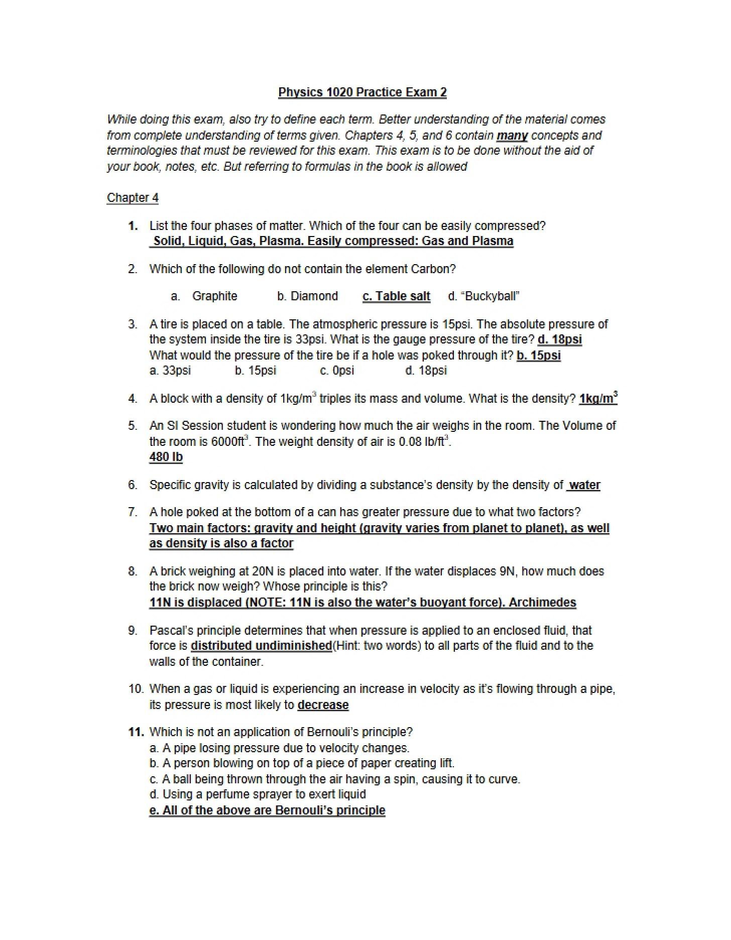 Exam Practice Questions