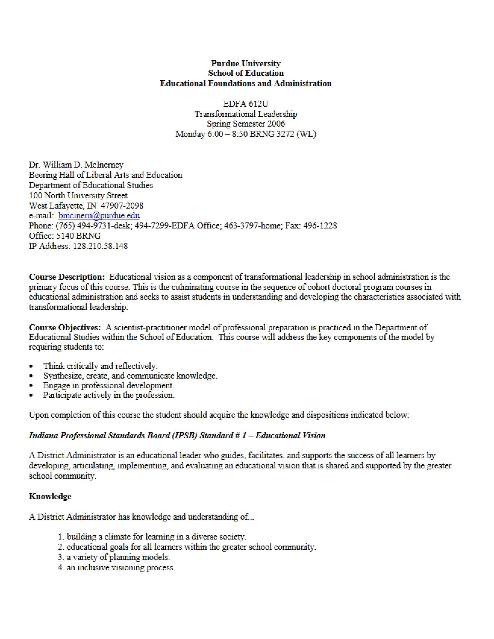 Syllabus - Transformational Leadership