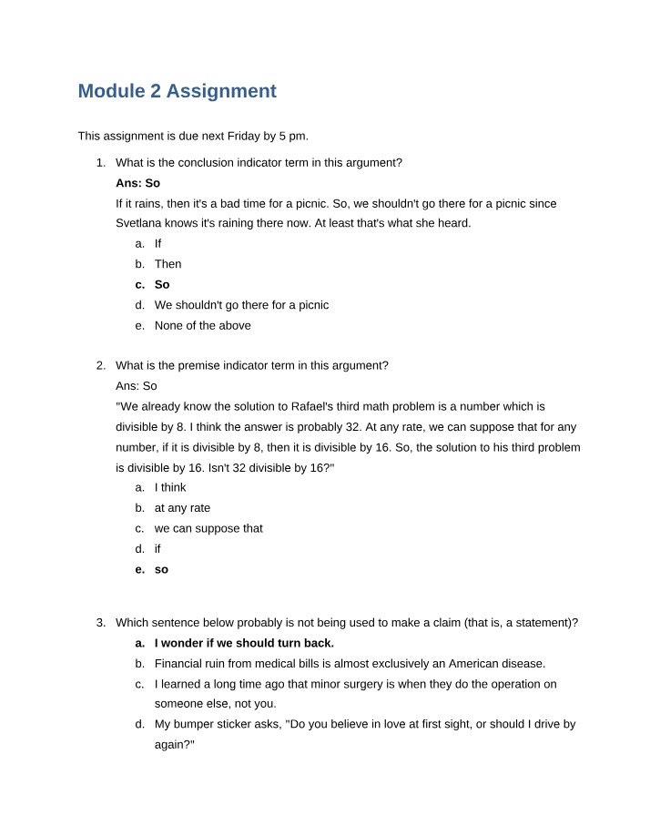 Indicator Terms for Conclusions and Premises in Arguments