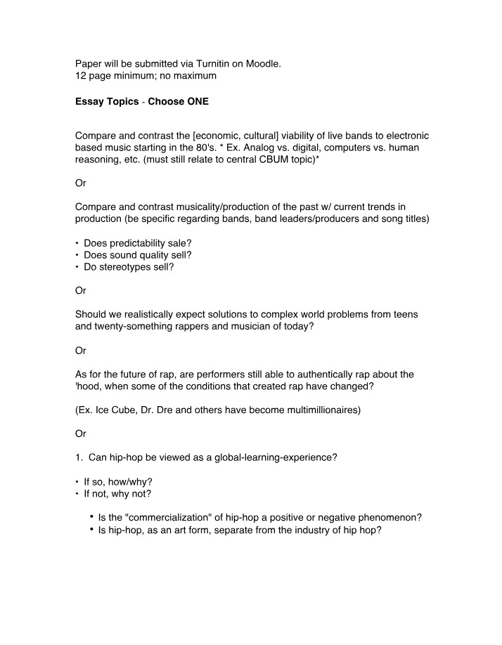 MUSI2520 Essay Topics