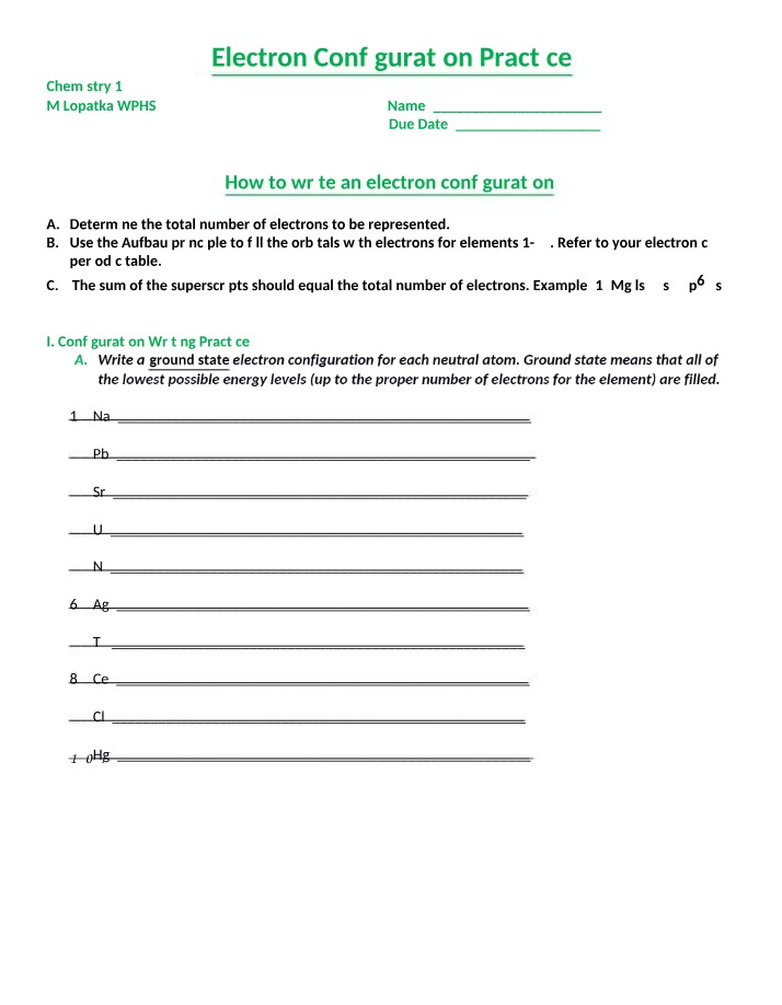Practice for Electron Configuration