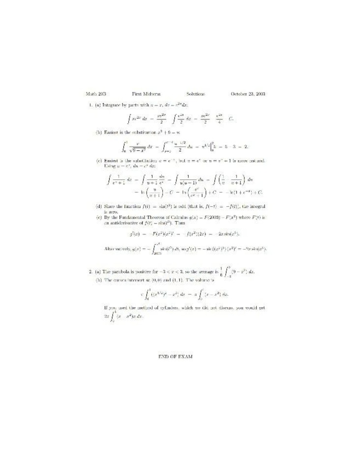 Solutions for Math 203 First Midterm (October 2003)