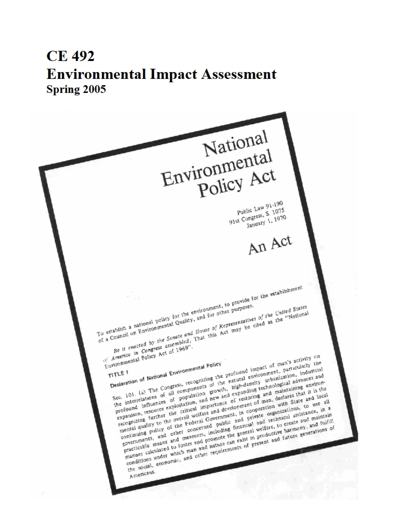 Notes for Environmental Impact Assessment