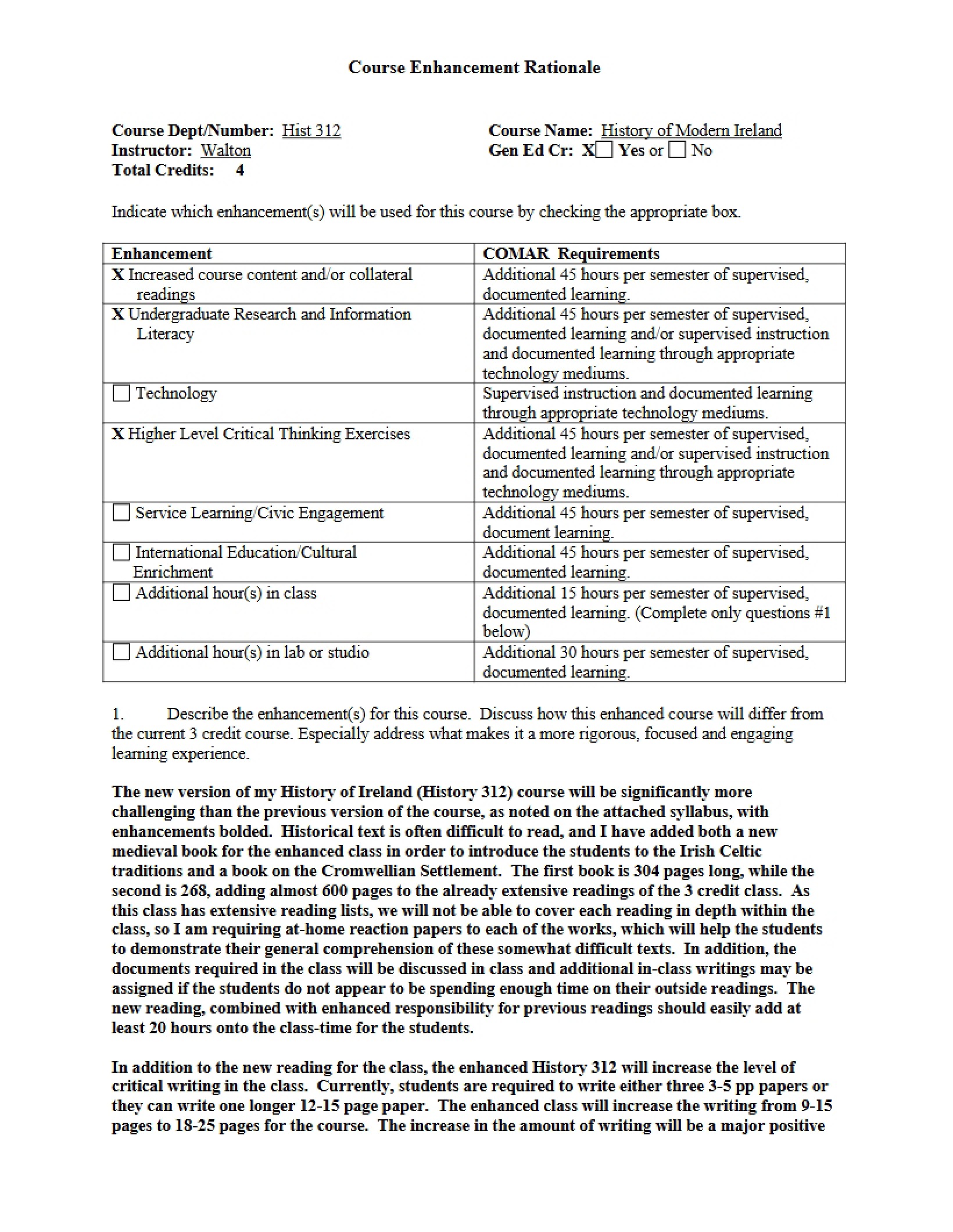 Syllabus History of Modern Ireland - HIST 312