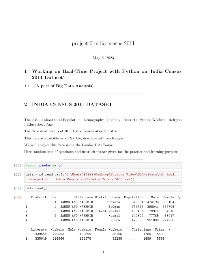 India Census 2011 Project