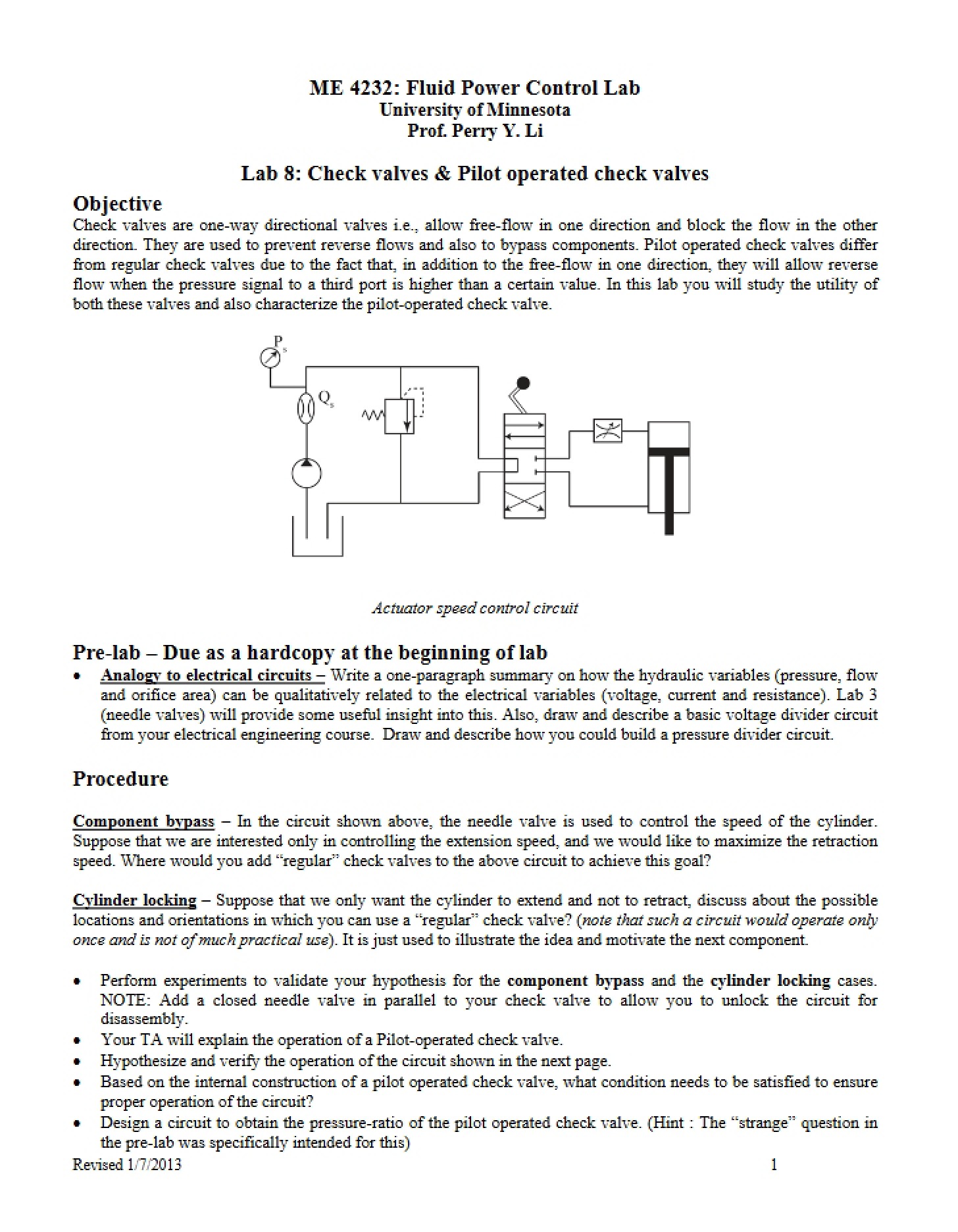 Lab for Fluid Power Control