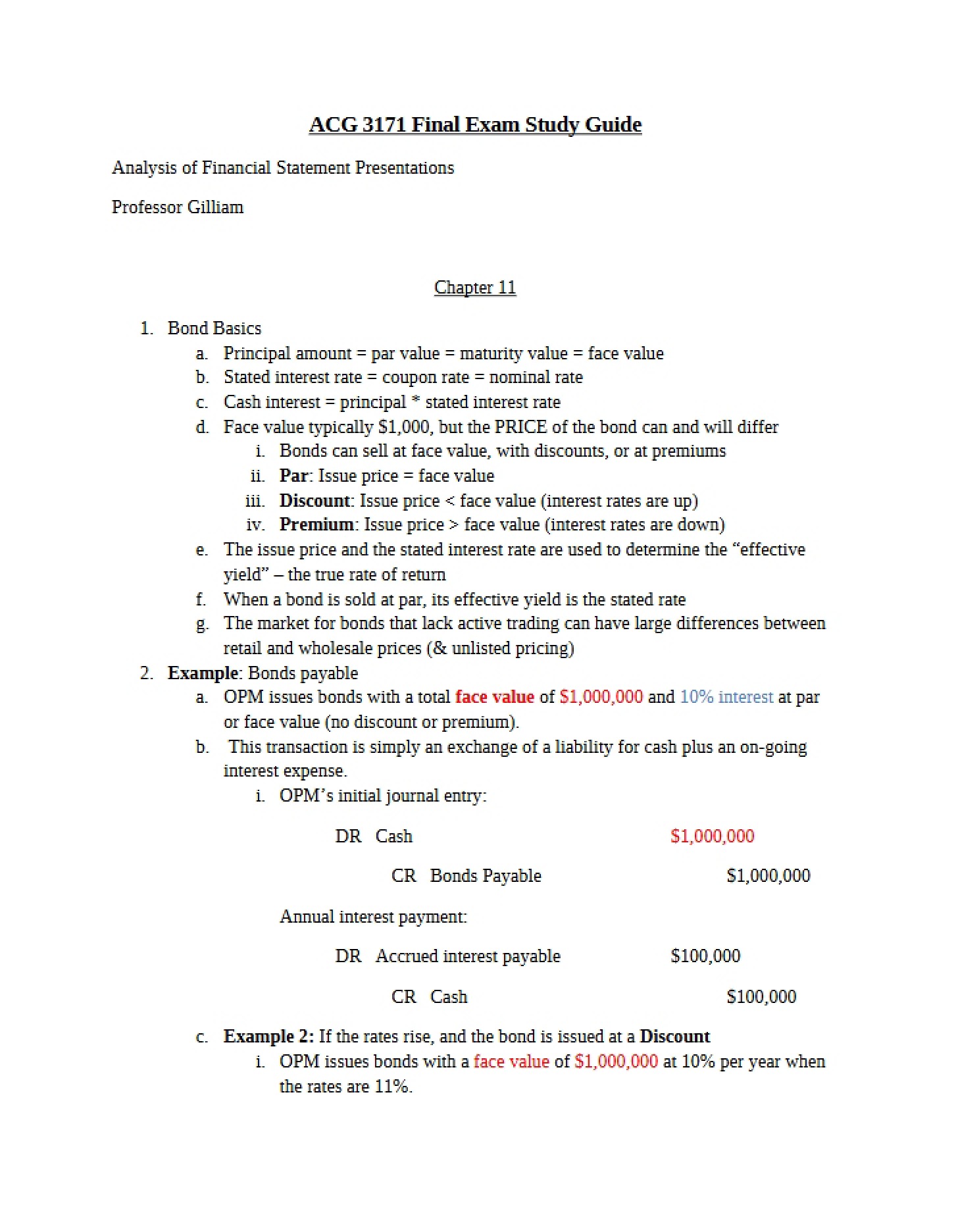 Financial Statement Presentation Review