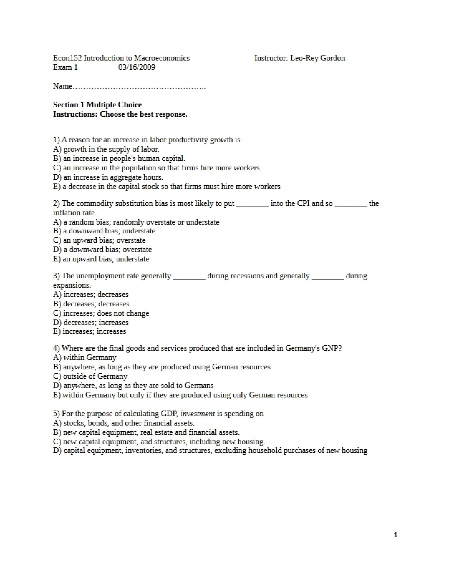 First Examination