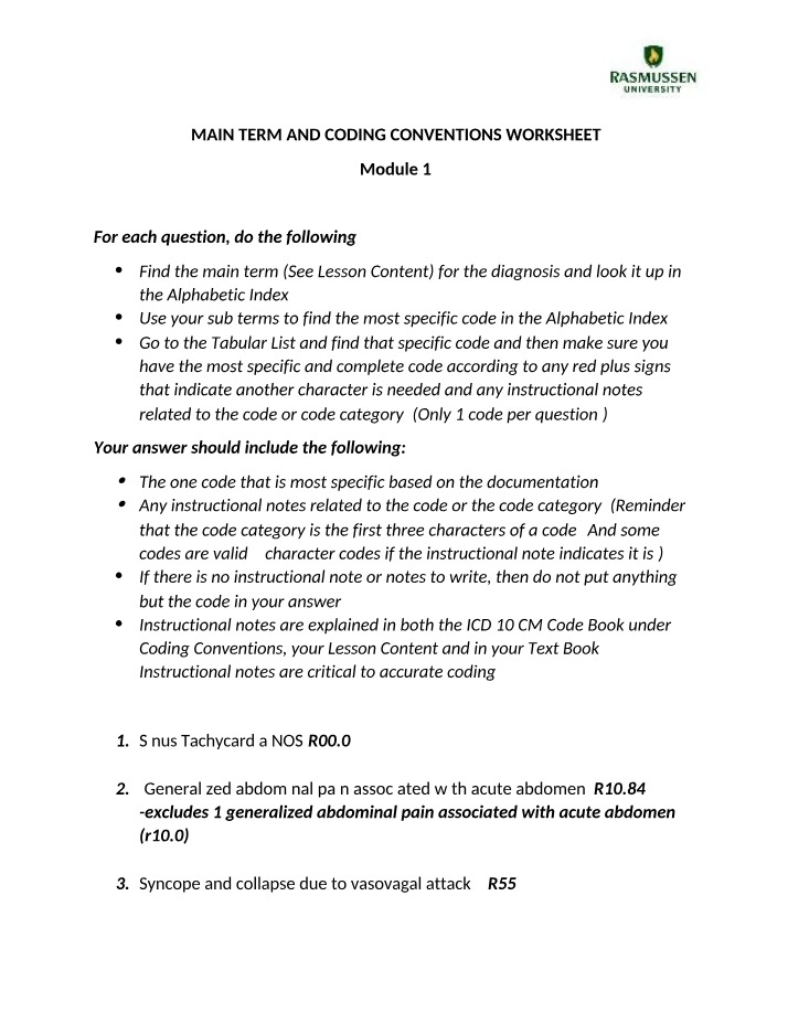 Worksheet on Coding Conventions