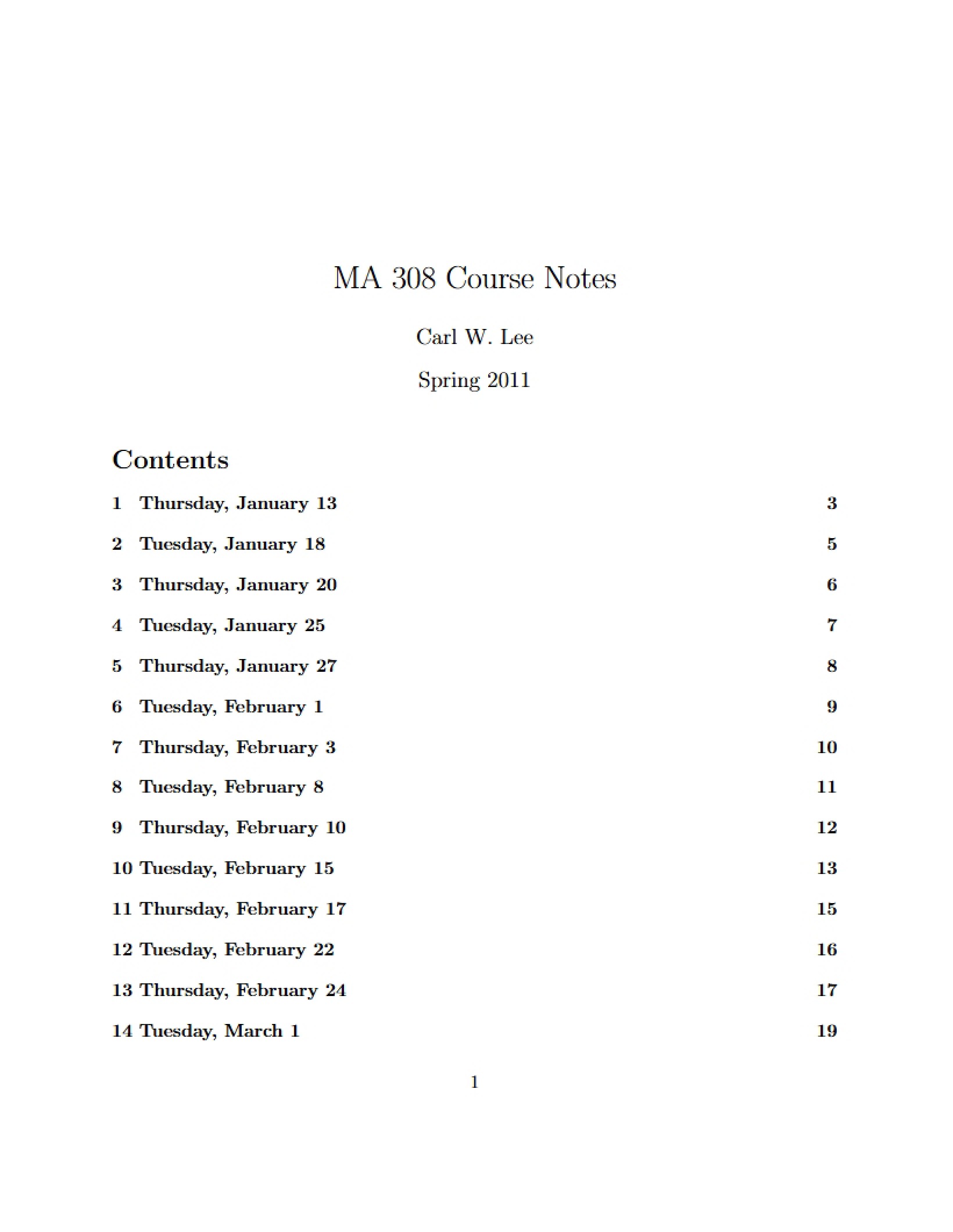 Problem Solving Course Notes