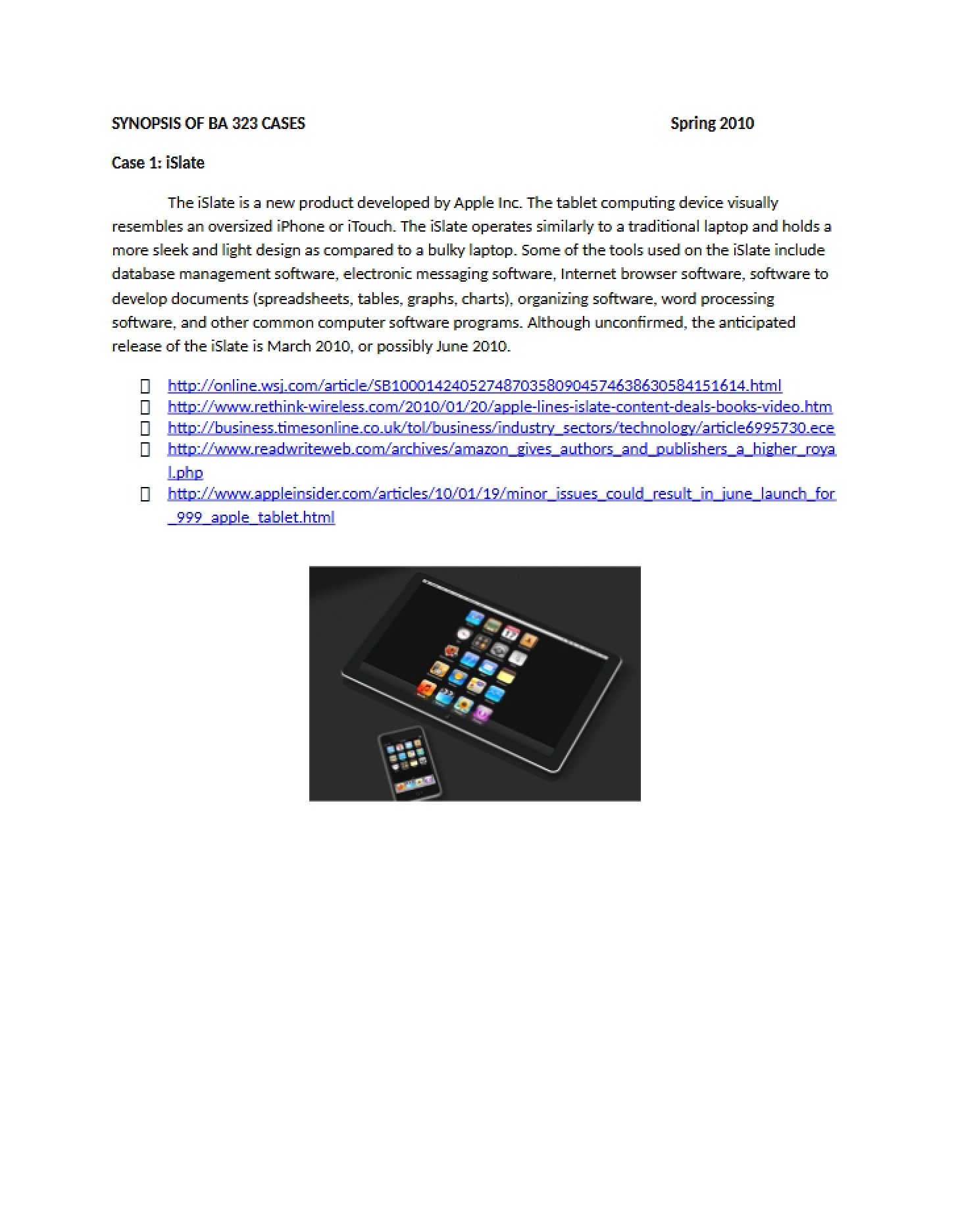 Case Synopses BA 323