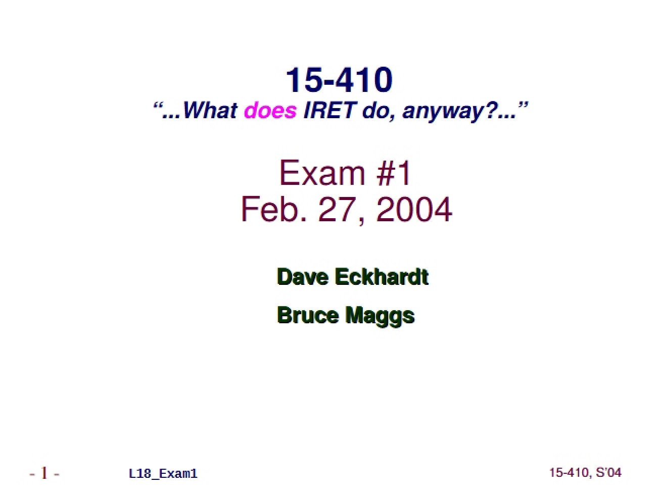 OS Design Lecture Twenty-Two