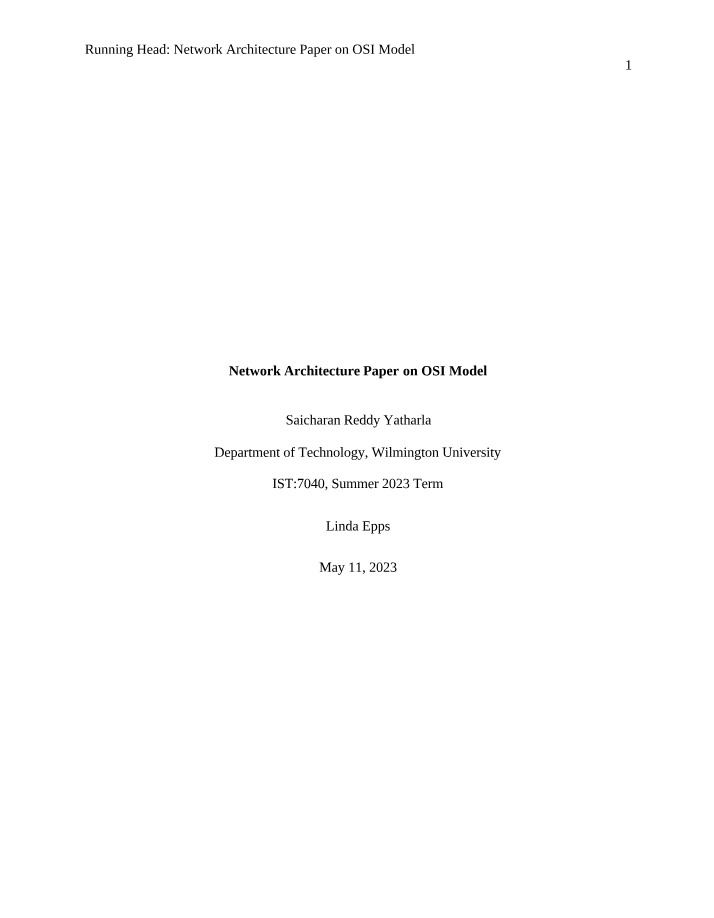 OSI Model - Network Architecture Paper
