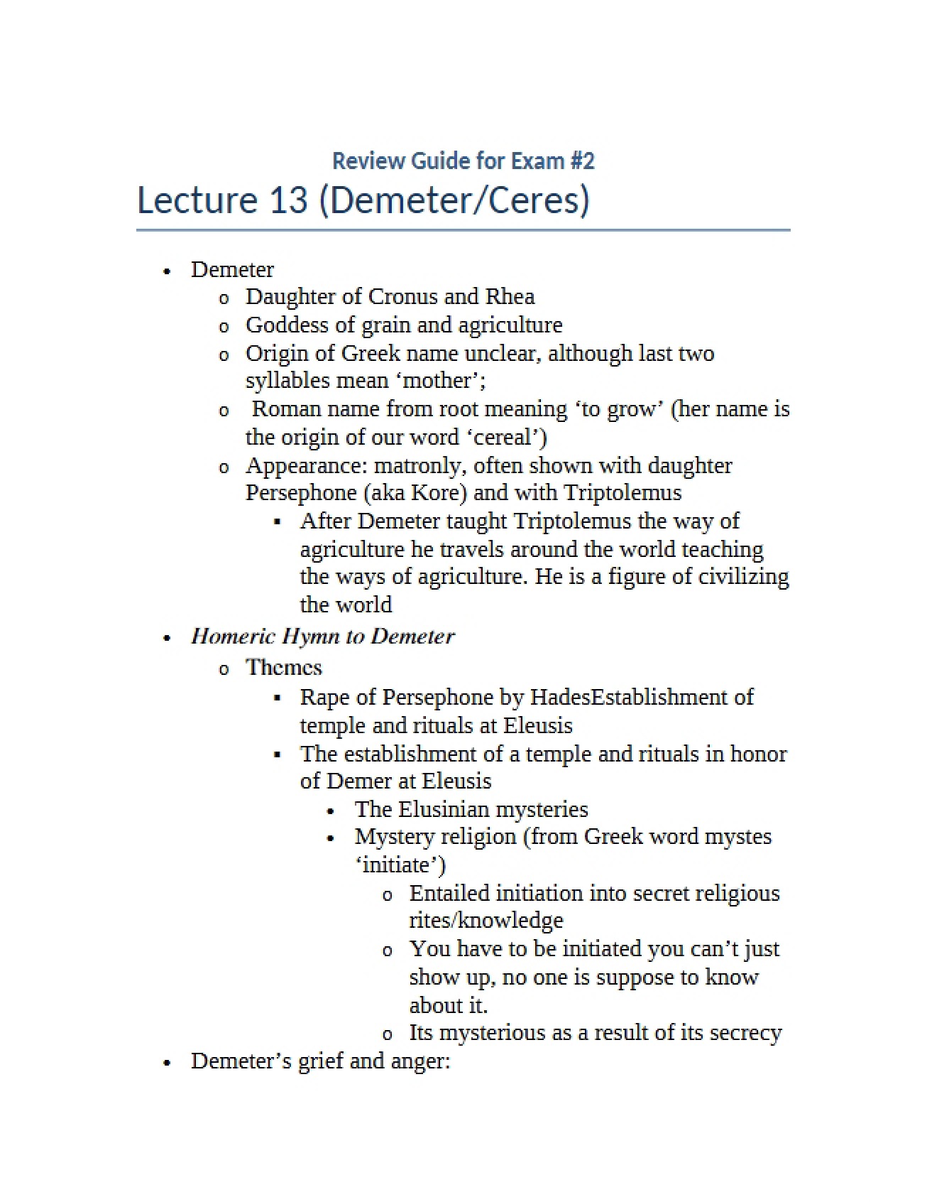 Guide for Reviewing for Exam Two