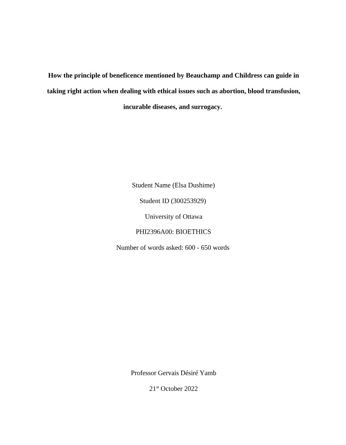 Using the Principle of Beneficence in Ethics
