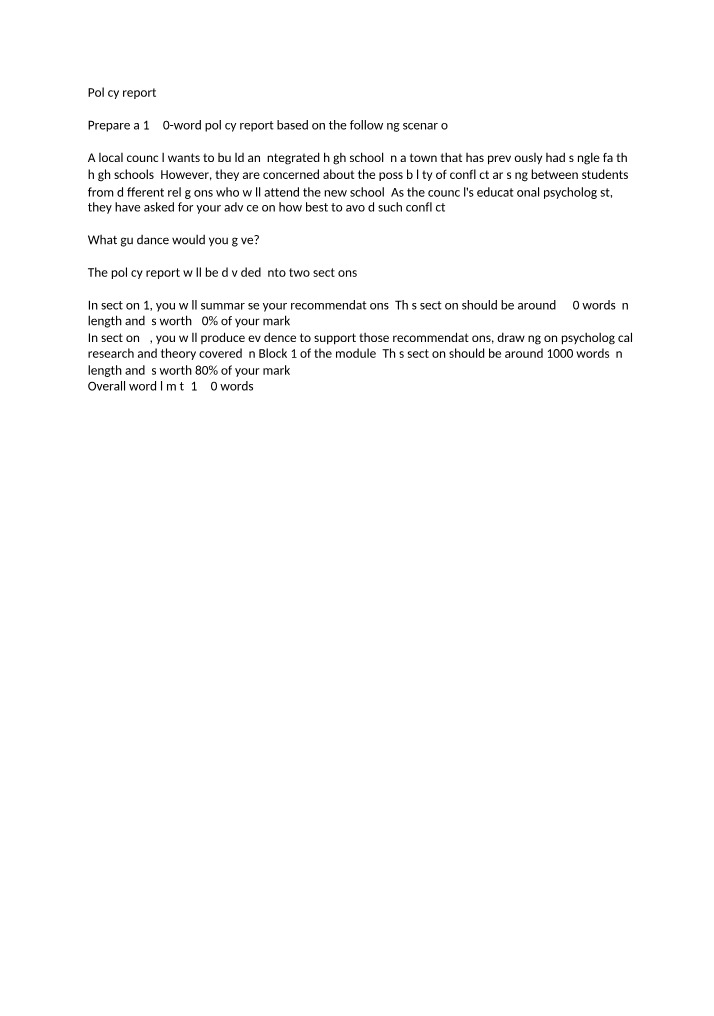 DE200 Policy Report Assignment