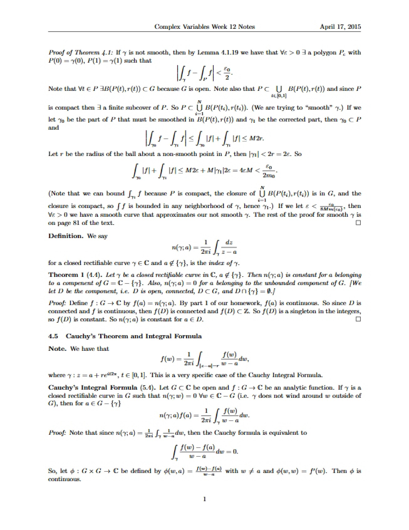 Complex Variables Week 12 Notes