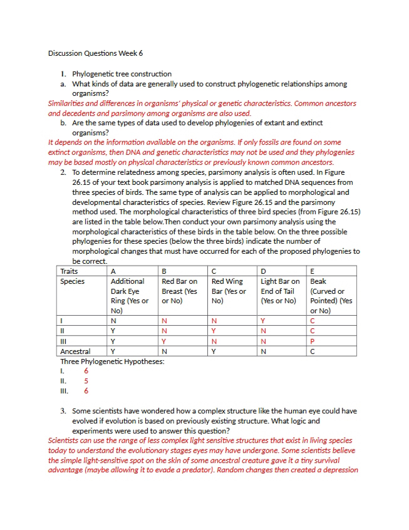 Sixth Week Discussion Questions