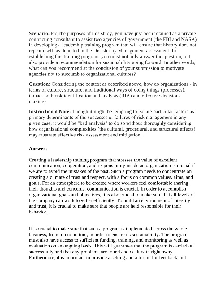 Analysis of Leadership Training Program