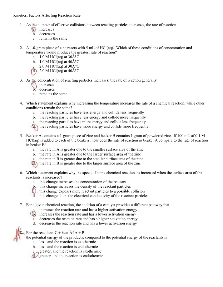 Factors Affecting Reaction Rate - Kinetics