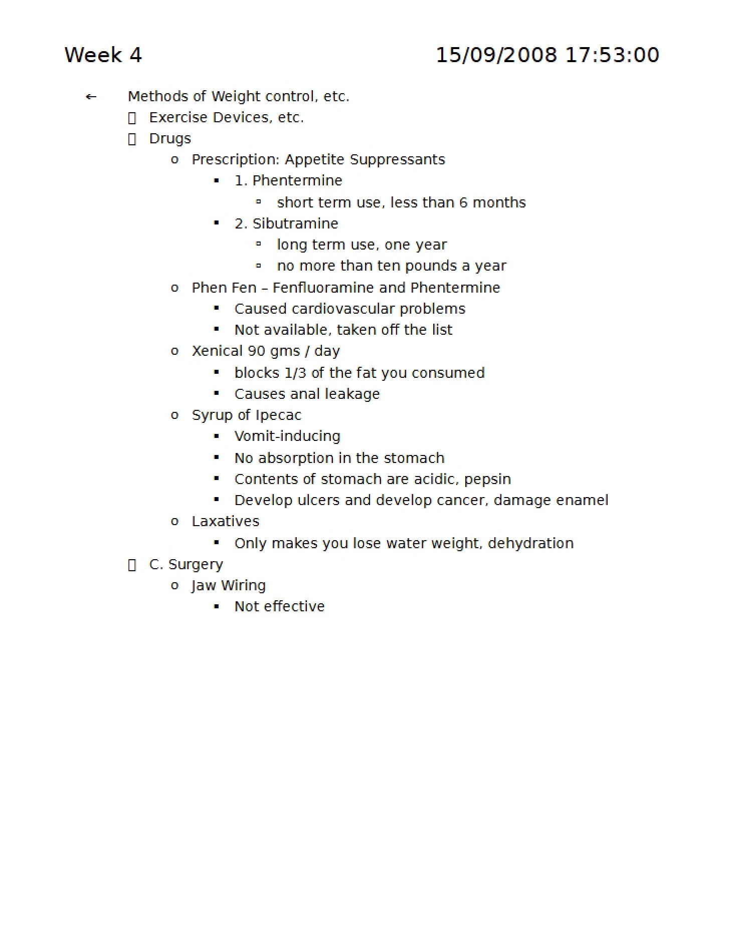 Week Four Lecture Notes