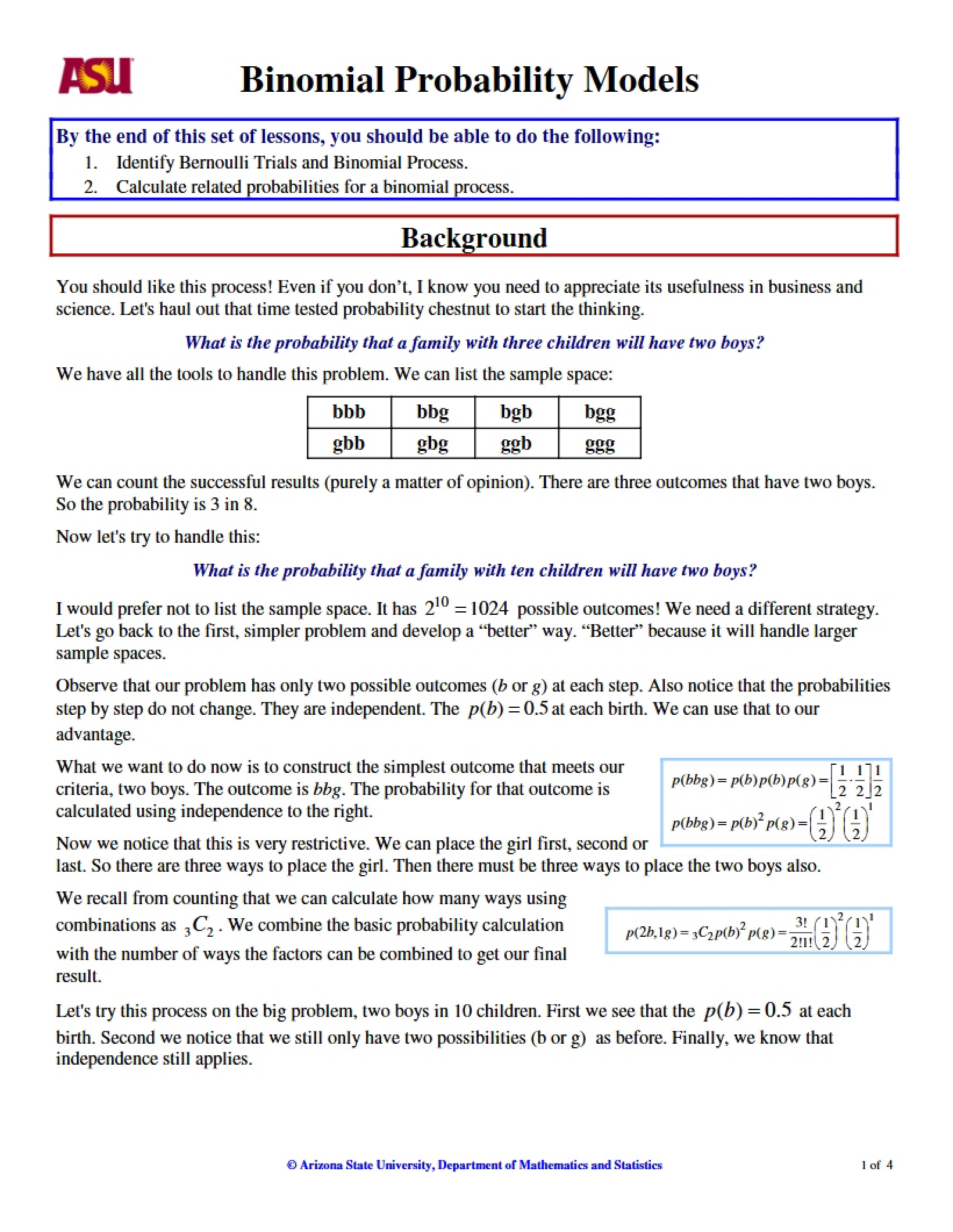 Models of Binomial Probability