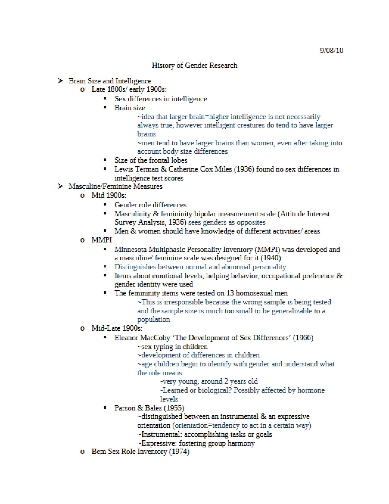 Historical Progression of Gender Research