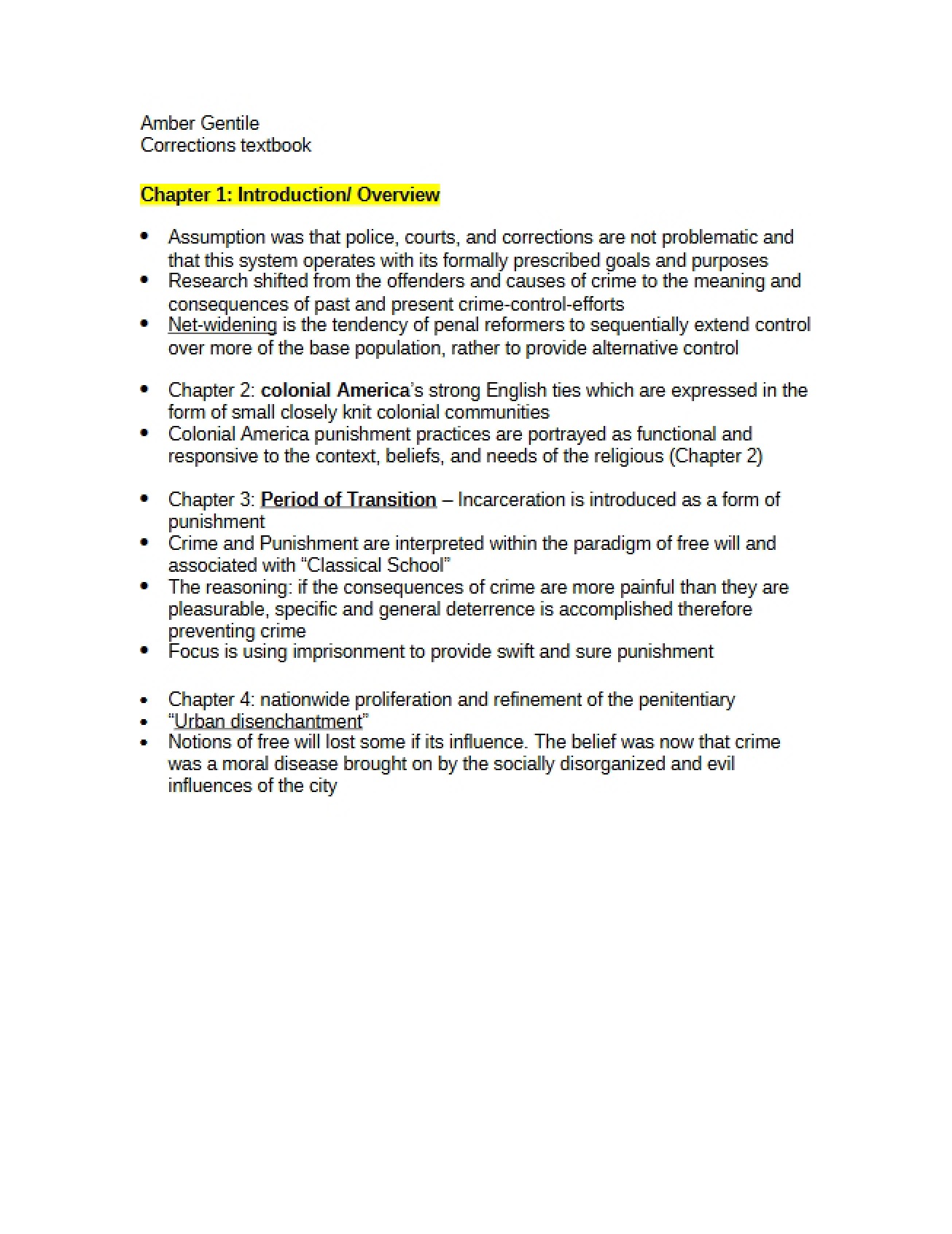 Introductory Overview of Corrections from Chapter One