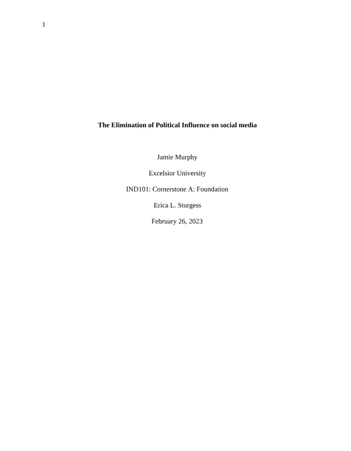 Eliminating Political Influence on Social Media