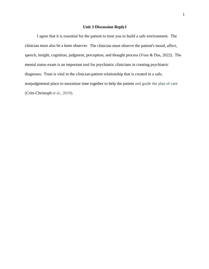 Discussion Reply 1 - Unit 3