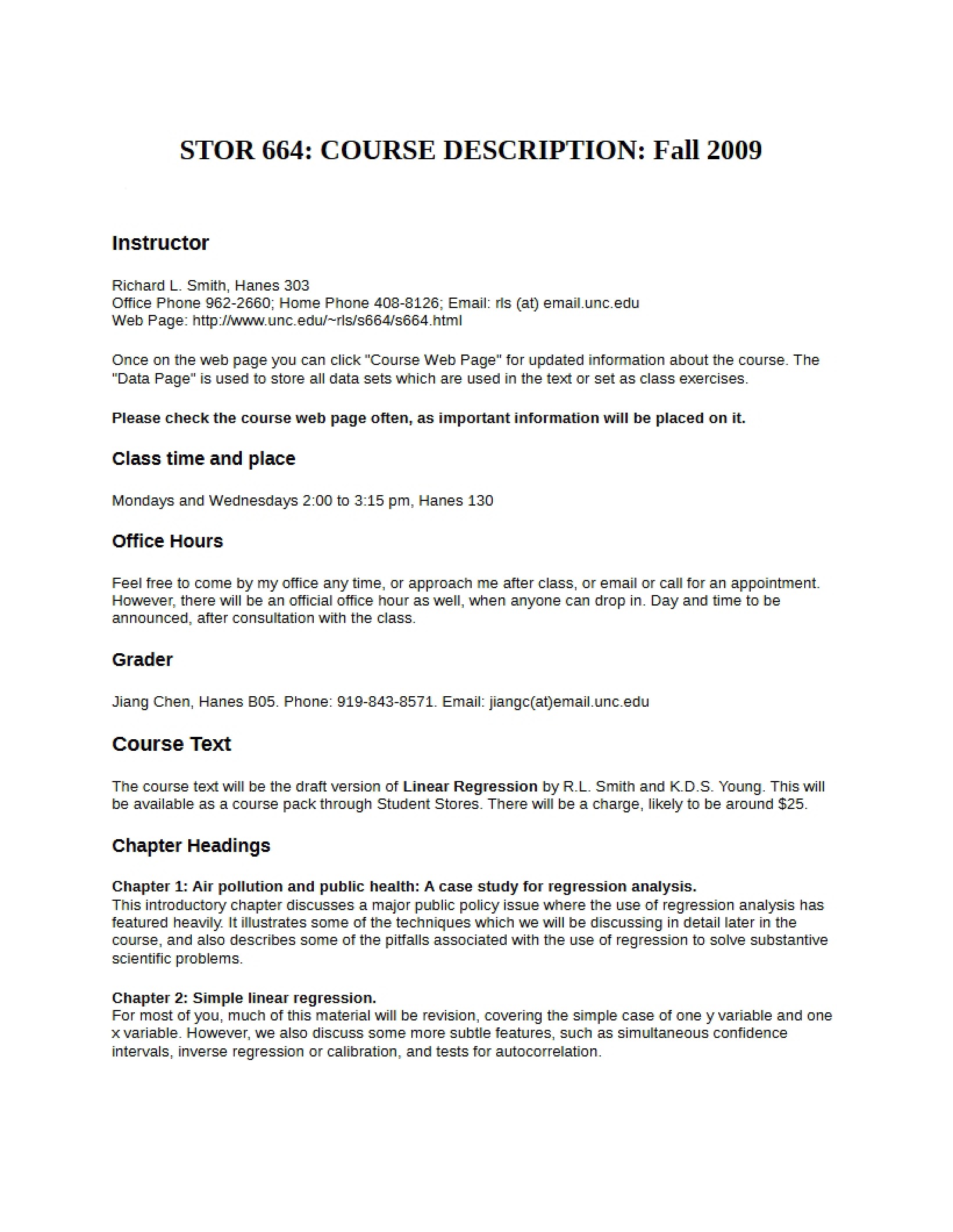 Syllabus for Applied Statistics I