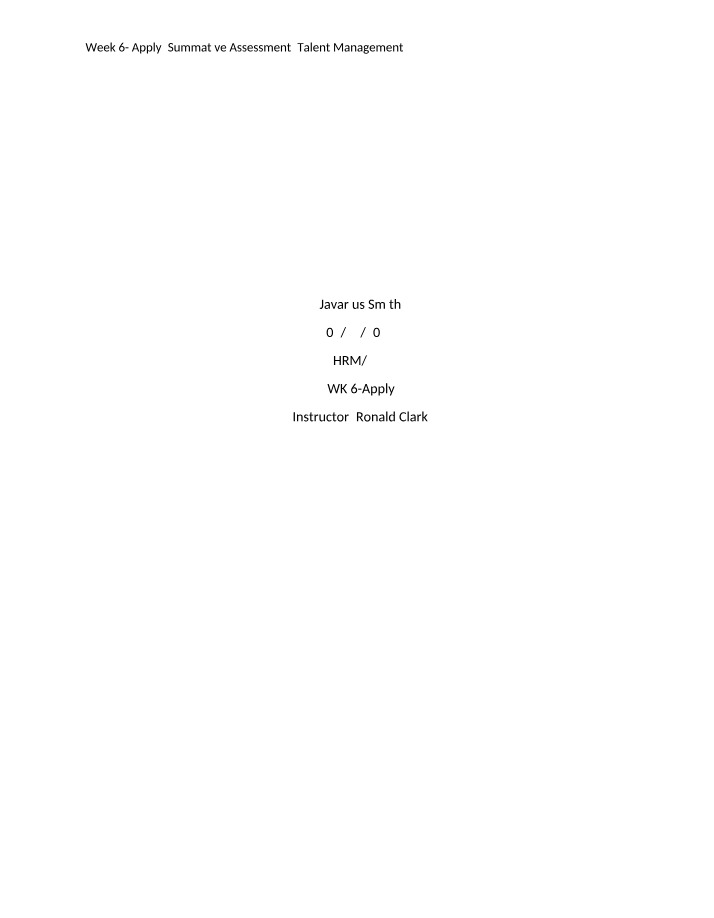 Week 6 Summative Assessment - Talent Management