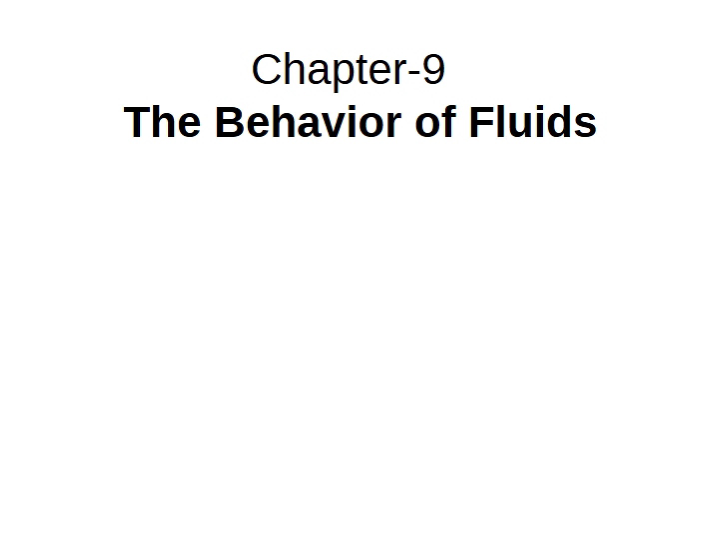 Behavior of Fluids