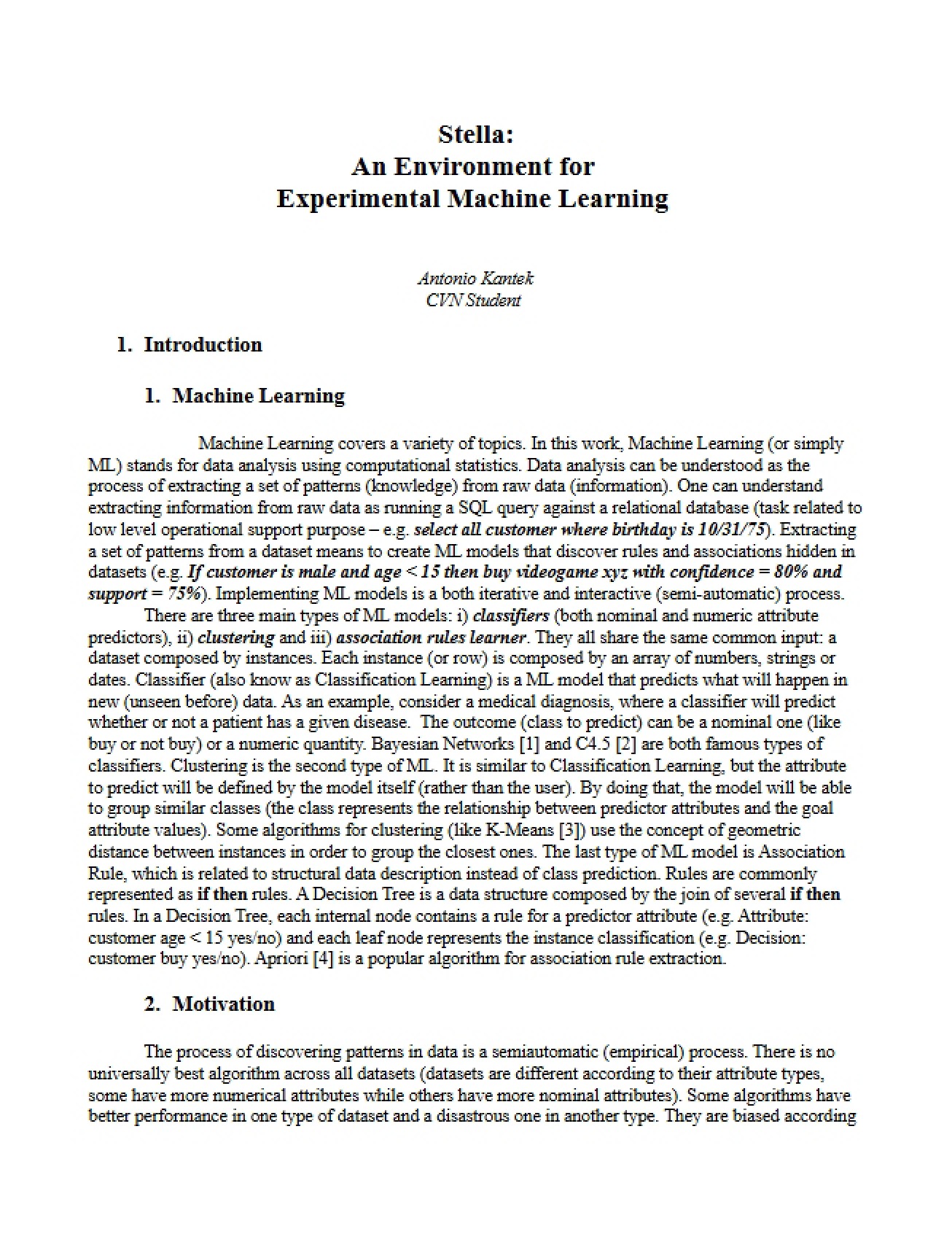 Stella - Experimental Machine Learning Environment