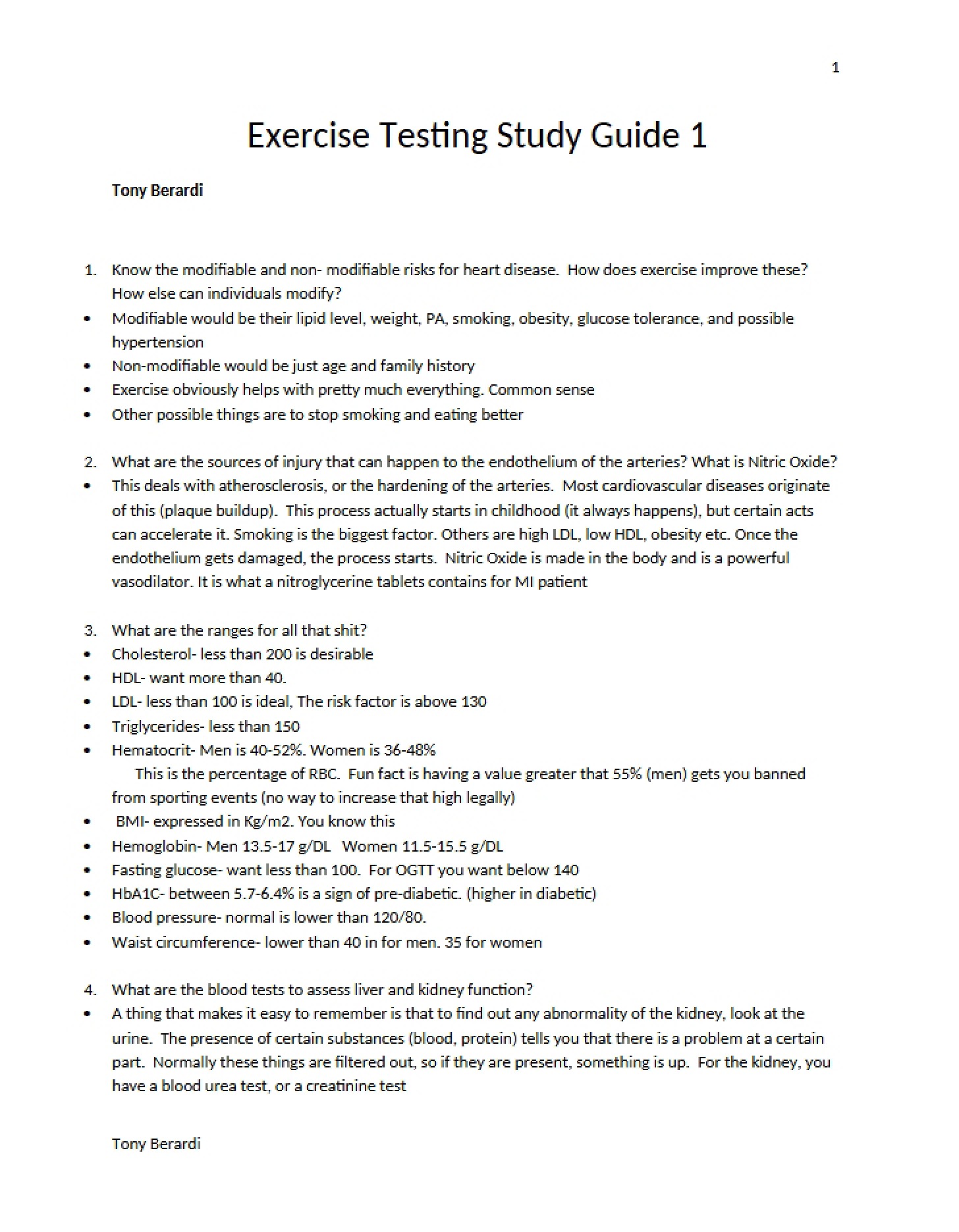 Exercise Testing Guide 1