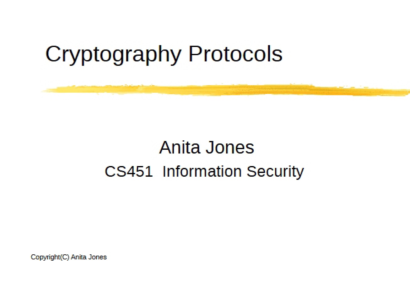 Cryptographic Protocols