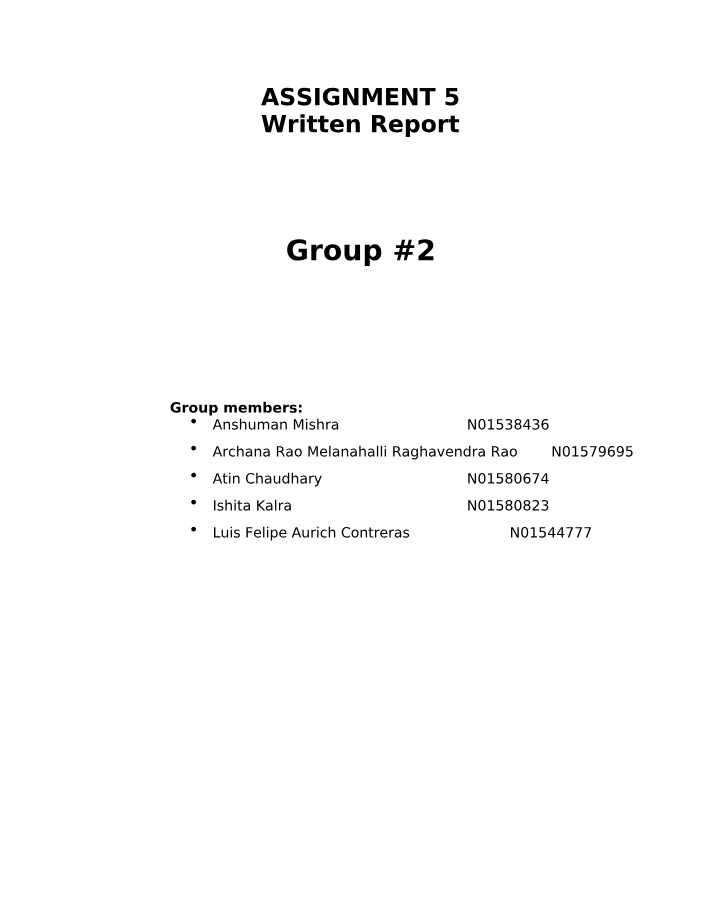 Written Report for Assignment 5