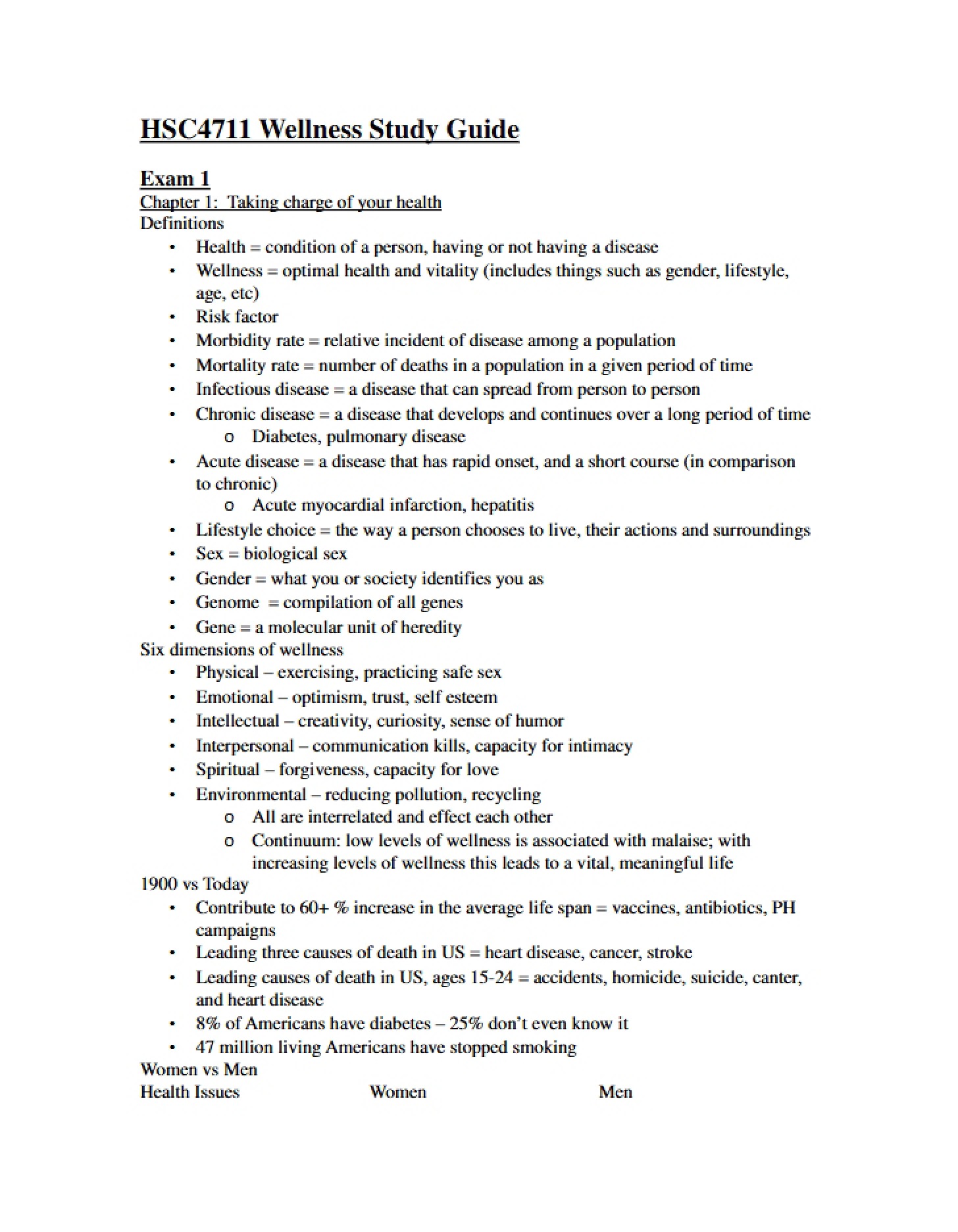First Major Unit Assessment
