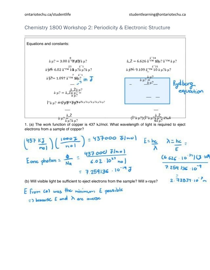 Periodicity Worksheet 2
